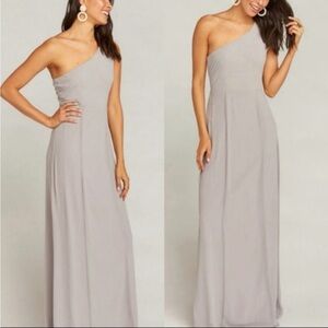 Show me your MuMu Eliza one-shoulder dress in dove grey